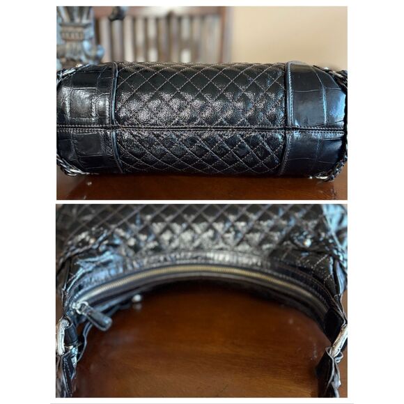 BRIGHTON - Quilted Black Patent Leather Hobo Shoulder Bag. Beautiful Condition! - Picture 11 of 15